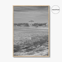 Pacific Beach Black and White Fine Art Photo Print, San Diego Pier California Poster