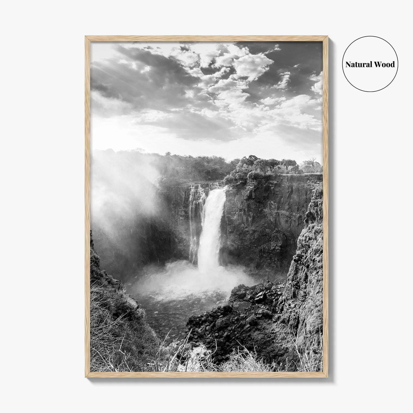Victoria Falls Black and White Fine Art Photo Print, Zambezi River Zimbabwe Zambia Poster