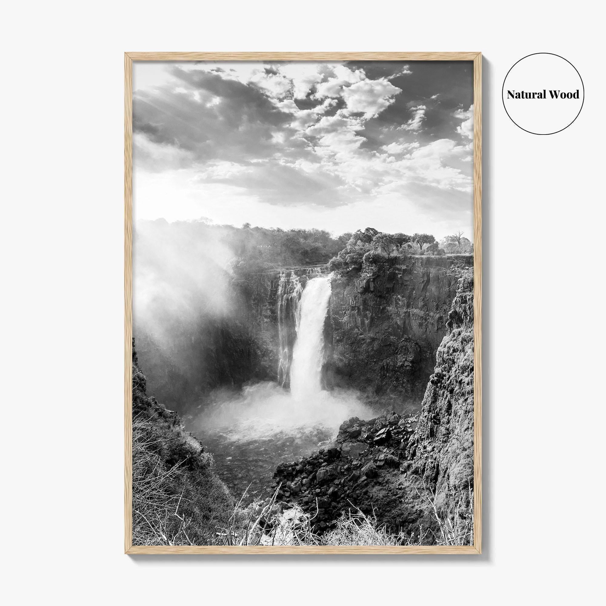 Victoria Falls Black and White Fine Art Photo Print, Zambezi River Zimbabwe Zambia Poster