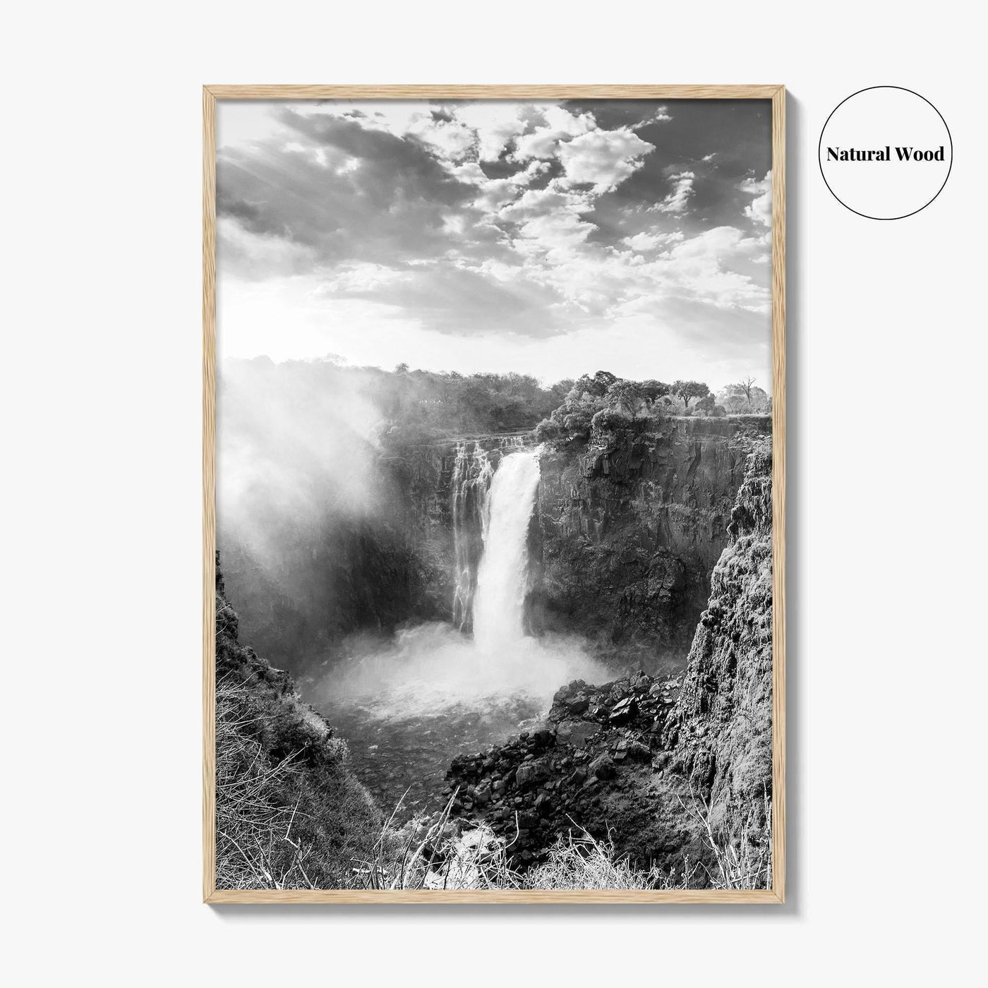 Victoria Falls Black and White Fine Art Photo Print, Zambezi River Zimbabwe Zambia Poster