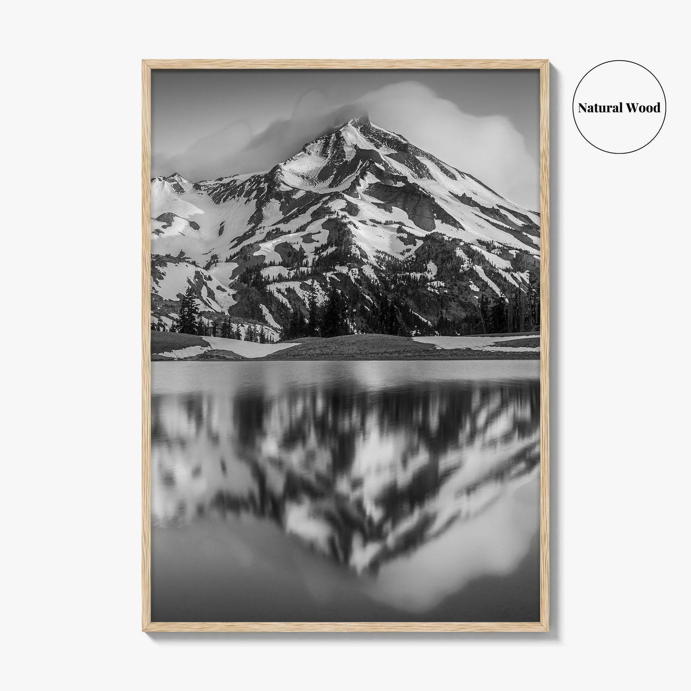 Oregon Black and White Fine Art Photo Print, South Sister Bend Green Lakes Poster