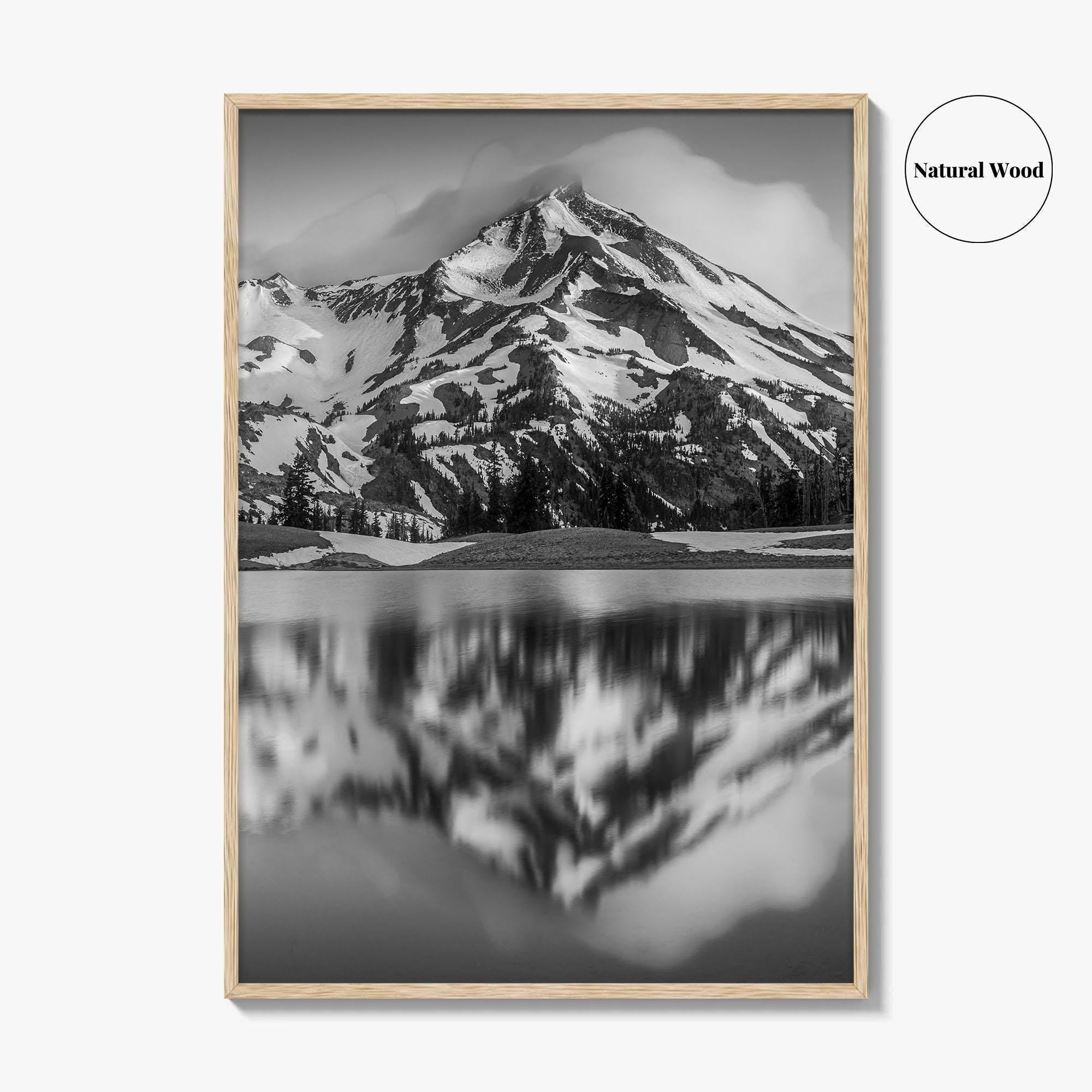 Oregon Black and White Fine Art Photo Print, South Sister Bend Green Lakes Poster
