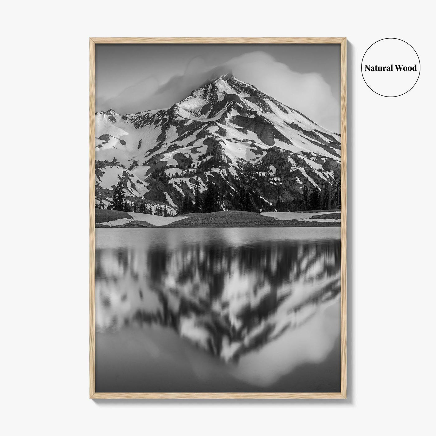 Oregon Black and White Fine Art Photo Print, South Sister Bend Green Lakes Poster