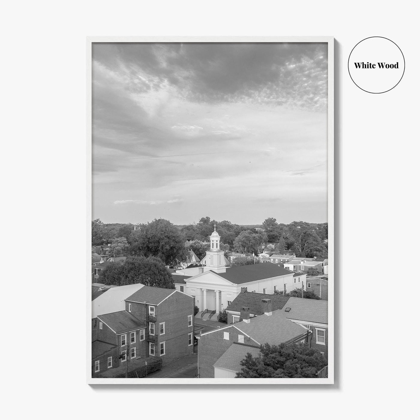 West Chester Black and White Fine Art Photo Print, Aerial Panorama, Wall Poster, USA
