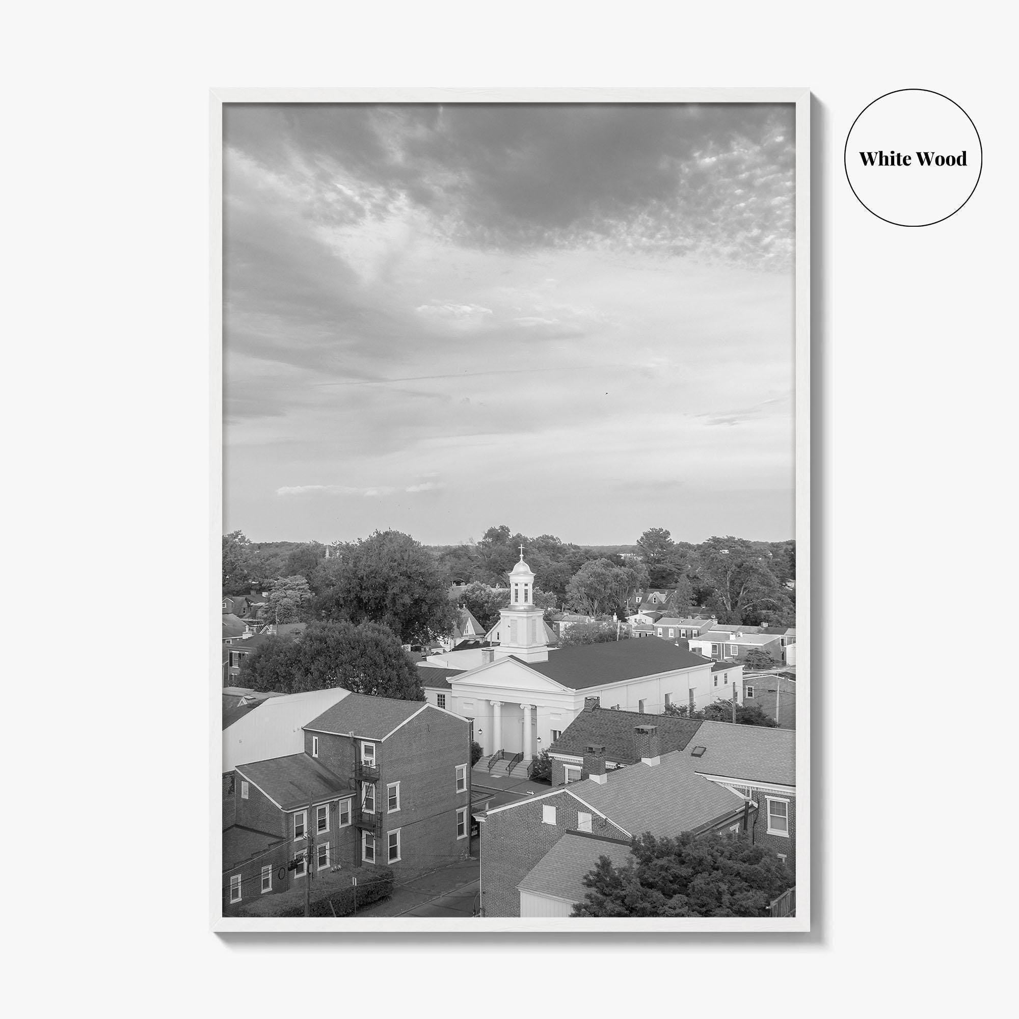 West Chester Black and White Fine Art Photo Print, Aerial Panorama, Wall Poster, USA