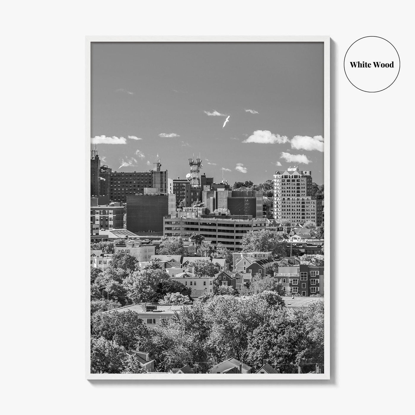 Portland Maine Skyline Black and White Fine Art Photo Print, Downtown, USA Poster
