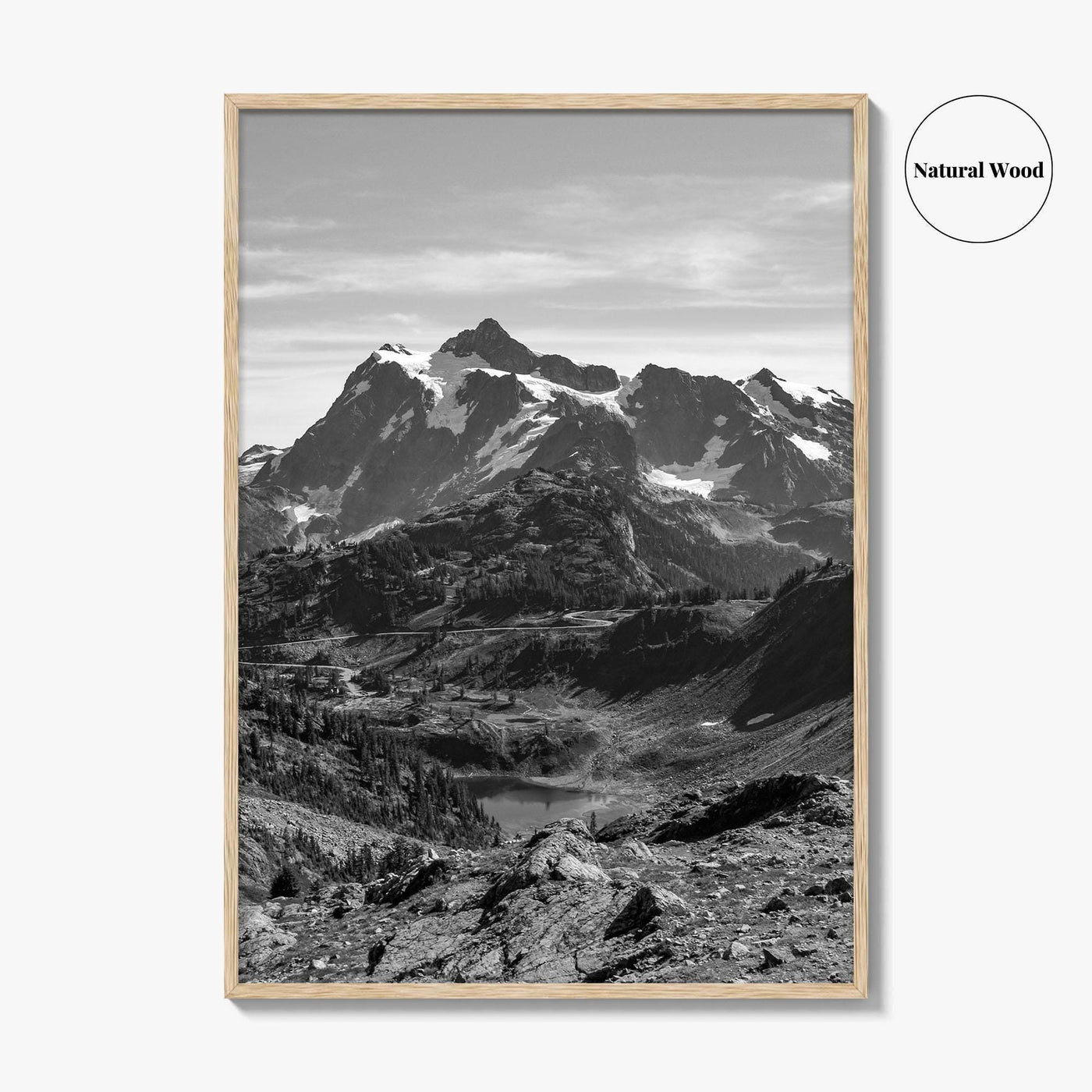 North Cascades Black and White Fine Art Photo Print, Mount Shuksan Washington Poster