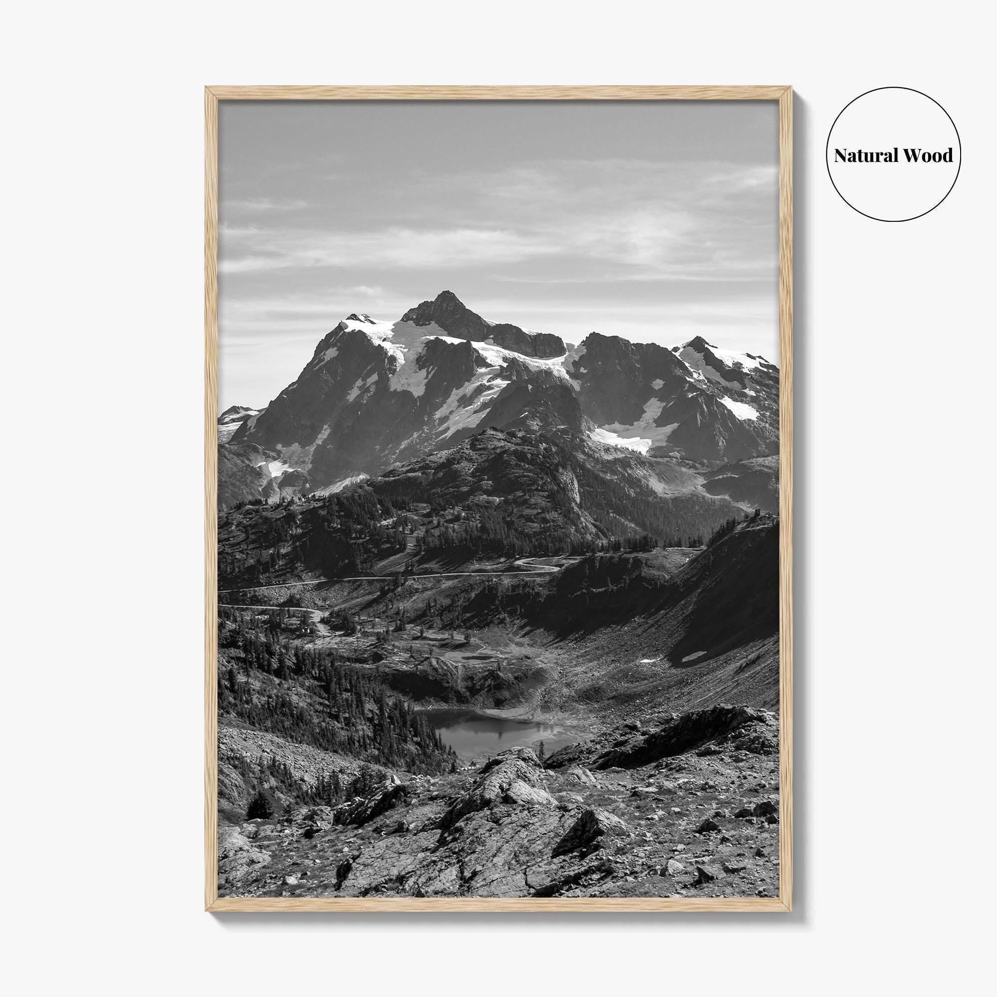 North Cascades Black and White Fine Art Photo Print, Mount Shuksan Washington Poster