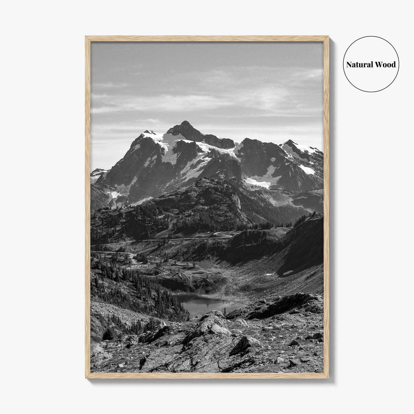 North Cascades Black and White Fine Art Photo Print, Mount Shuksan Washington Poster