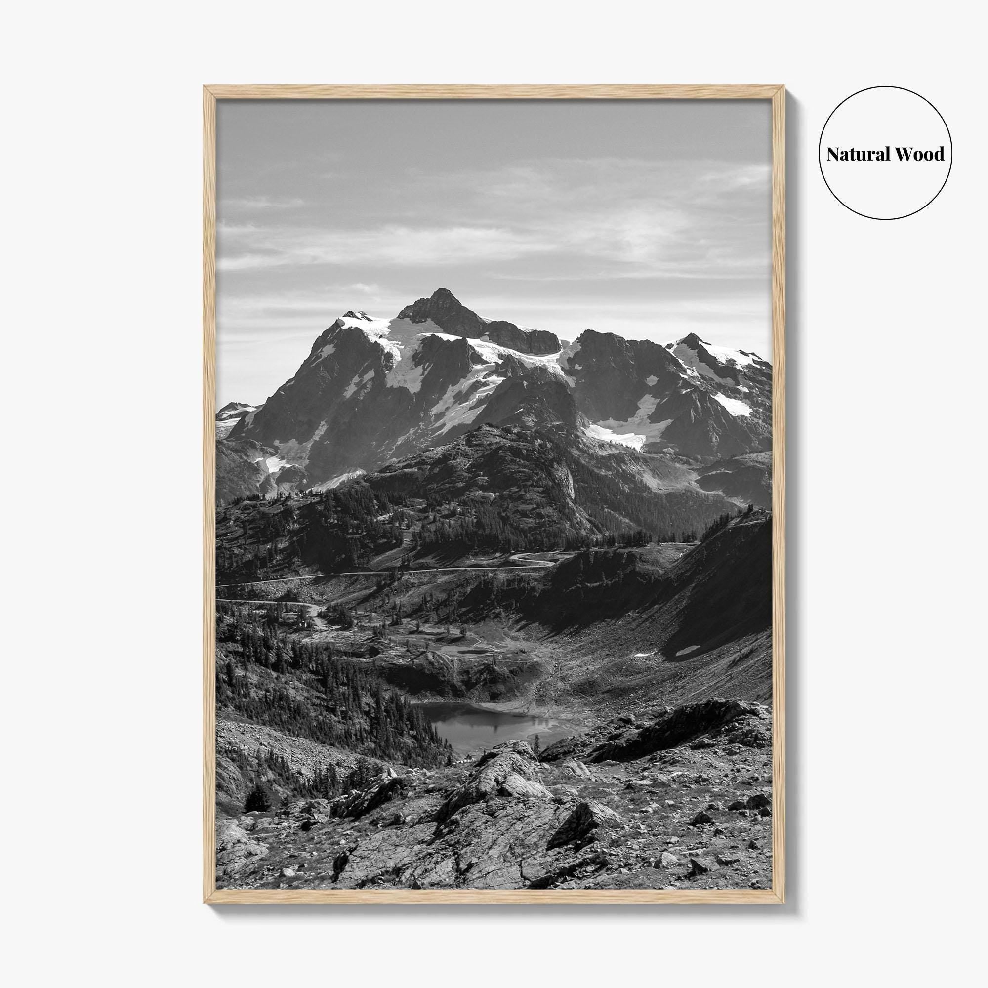North Cascades Black and White Fine Art Photo Print, Mount Shuksan Washington Poster