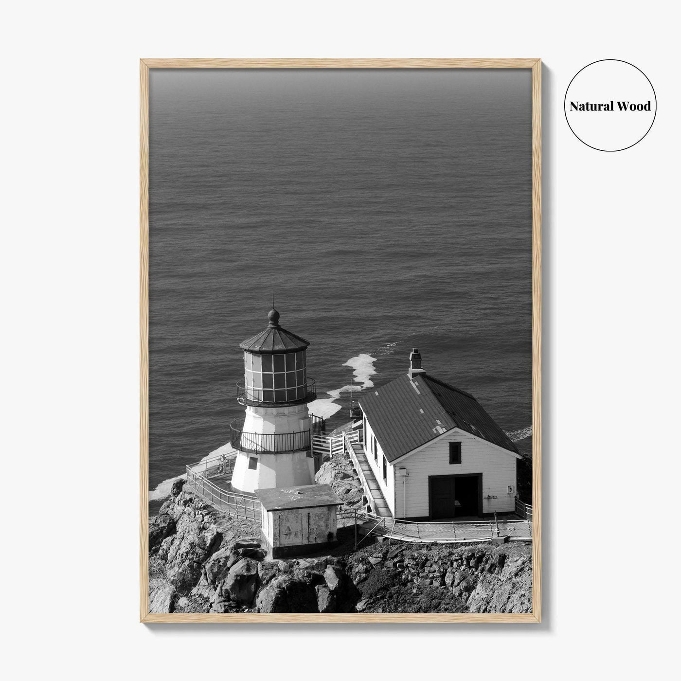 Point Reyes Lighthouse Black and White Fine Art Photo Print, California Coast Poster