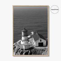 Point Reyes Lighthouse Black and White Fine Art Photo Print, California Coast Poster