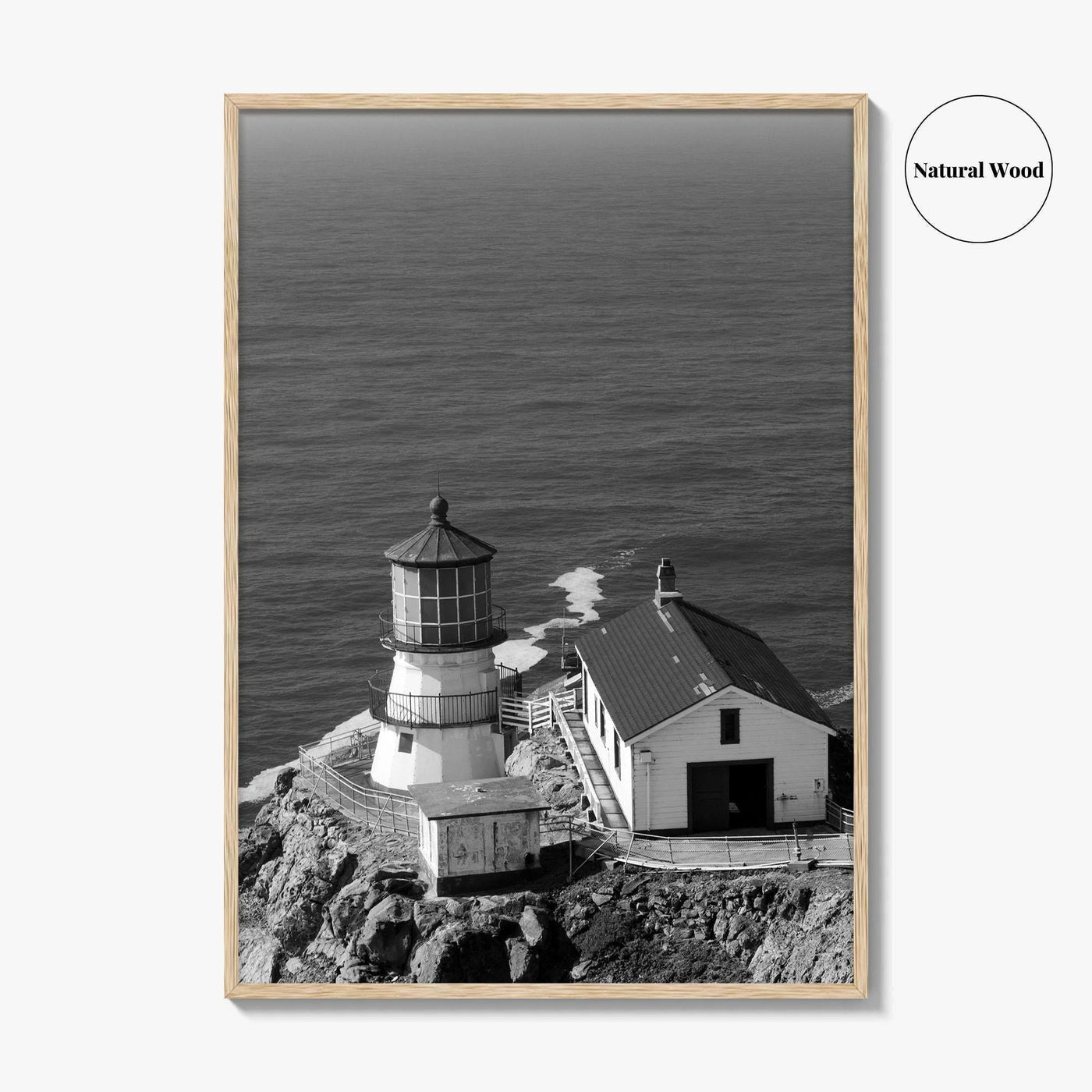 Point Reyes Lighthouse Black and White Fine Art Photo Print, California Coast Poster