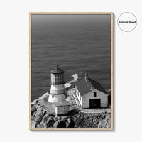 Point Reyes Lighthouse Black and White Fine Art Photo Print, California Coast Poster