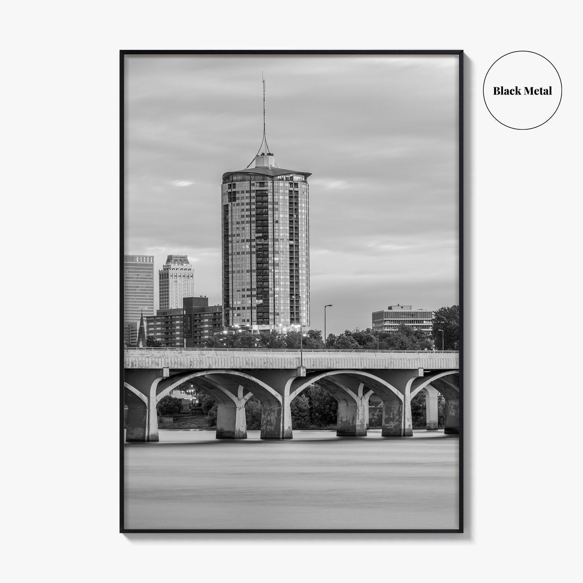 Tulsa Skyline Black and White Fine Art Photo Print, Oklahoma, USA Wall Decor Poster