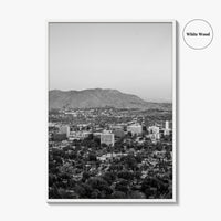 Riverside Skyline Black and White Fine Art Photo Print, Downtown, Mount Rubidoux, California Poster