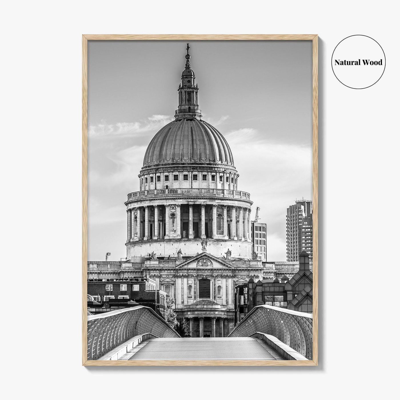 St Paul's Cathedral Black and White Fine Art Photo Print, London Millennium Bridge Poster