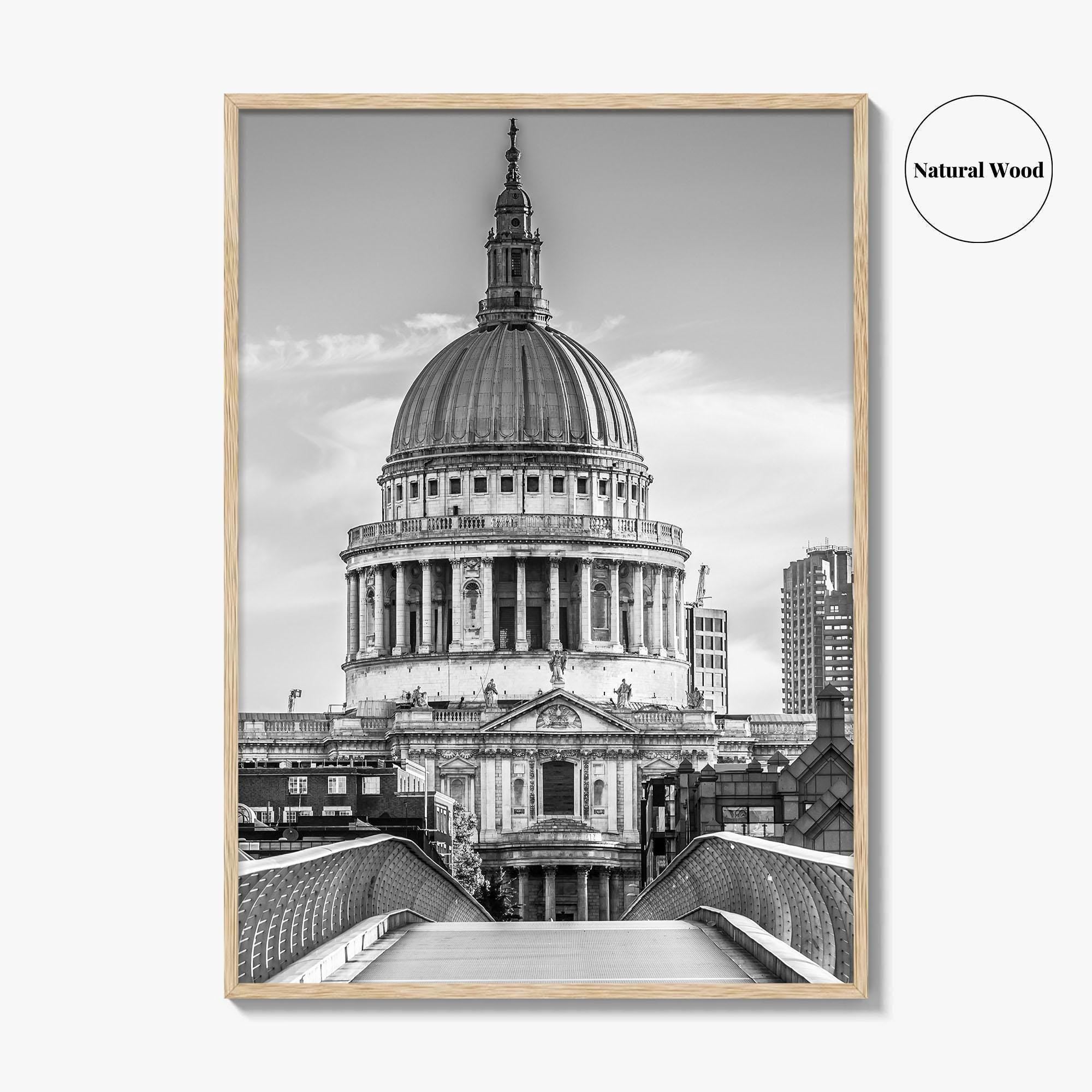 St Paul's Cathedral Black and White Fine Art Photo Print, London Millennium Bridge Poster