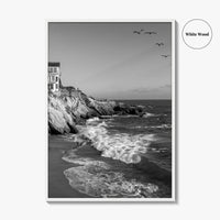 Southern California Black and White Fine Art Photo Print, Coastline Poster