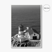 Point Reyes Lighthouse Black and White Fine Art Photo Print, California Coast Poster