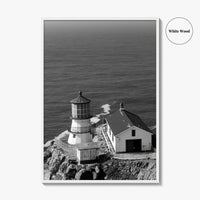 Point Reyes Lighthouse Black and White Fine Art Photo Print, California Coast Poster