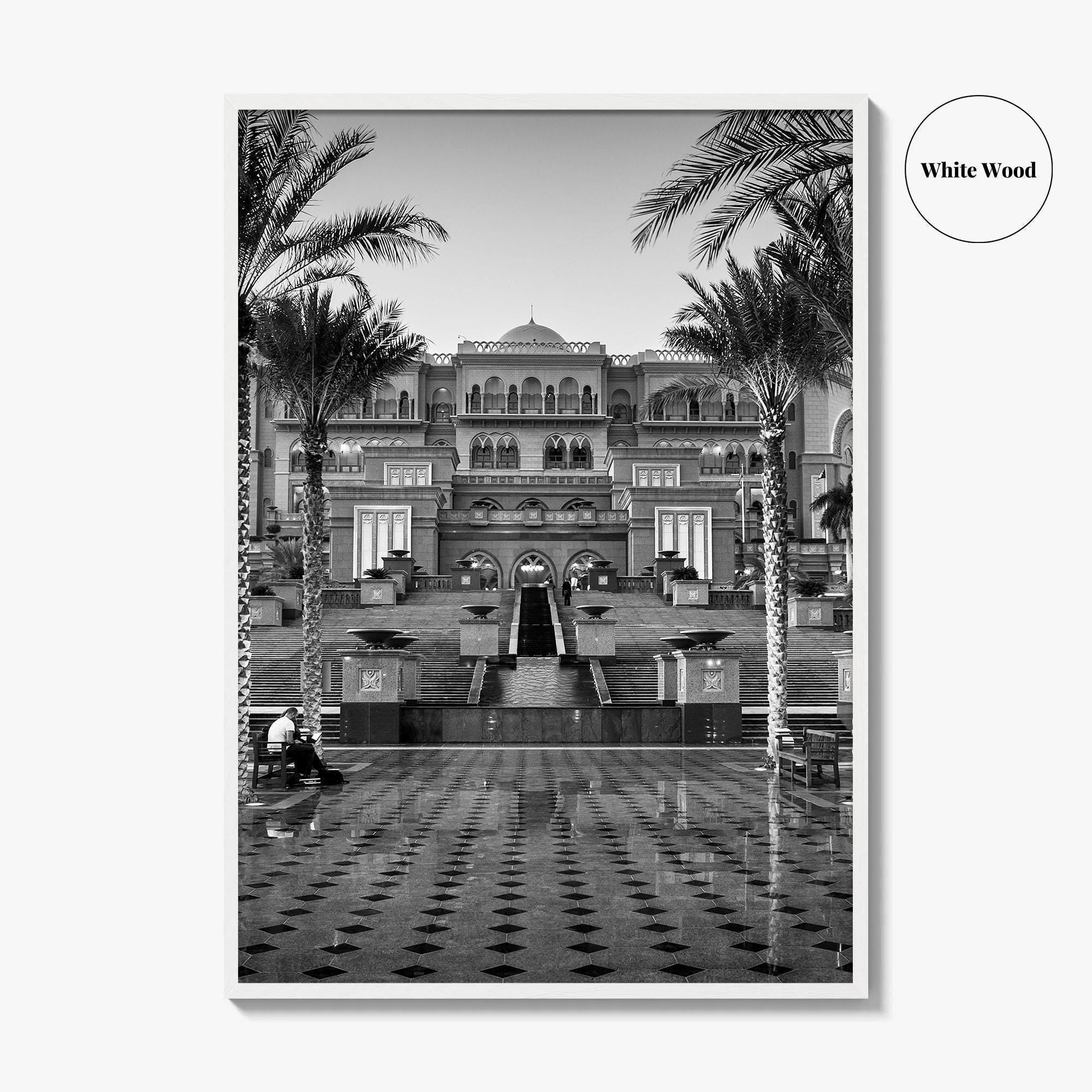 Abu Dhabi Black and White Fine Art Photo Print, Emirates Palace, UAE Poster