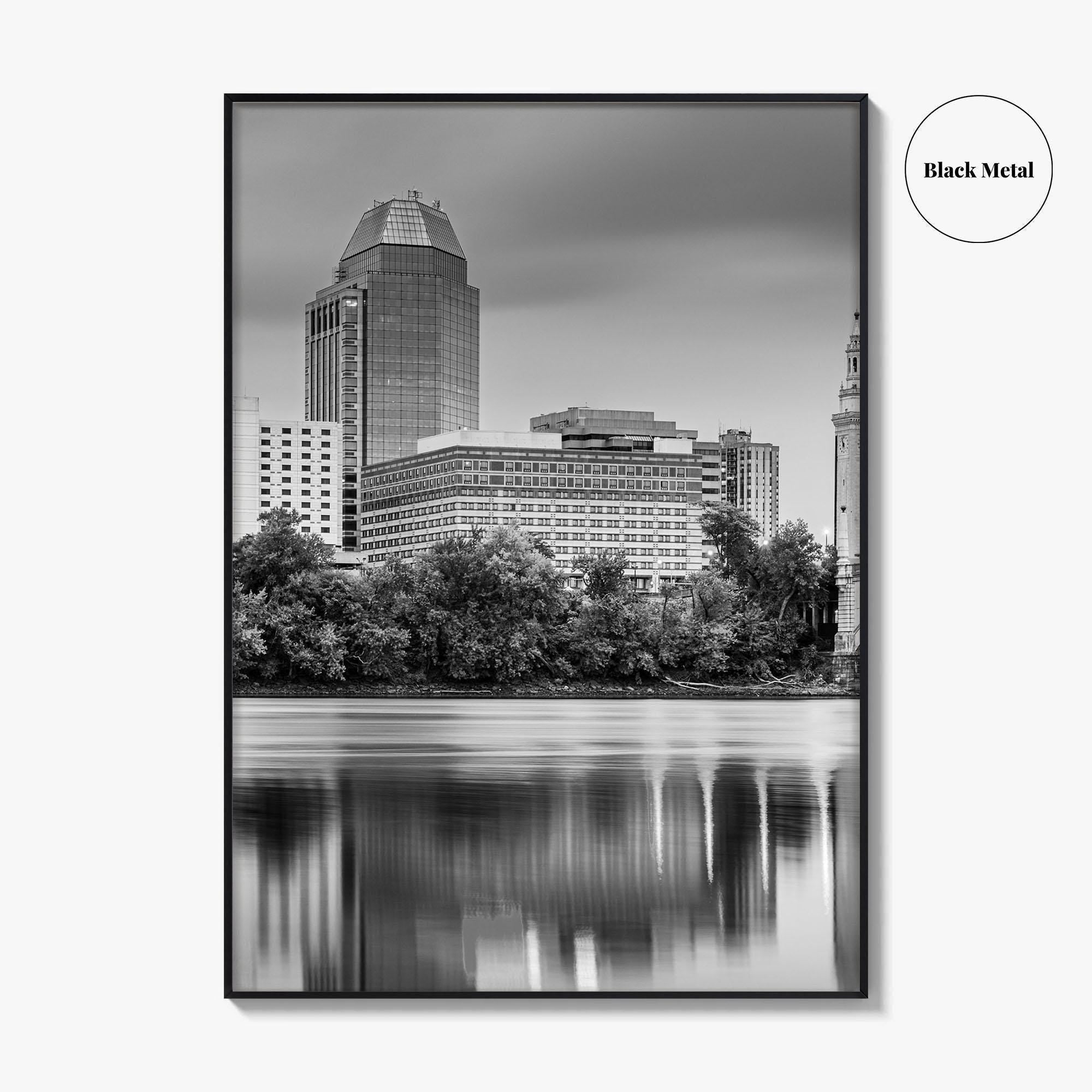Springfield Massachusetts Skyline Black and White Fine Art Photo Print, Wall Decor Poster, USA