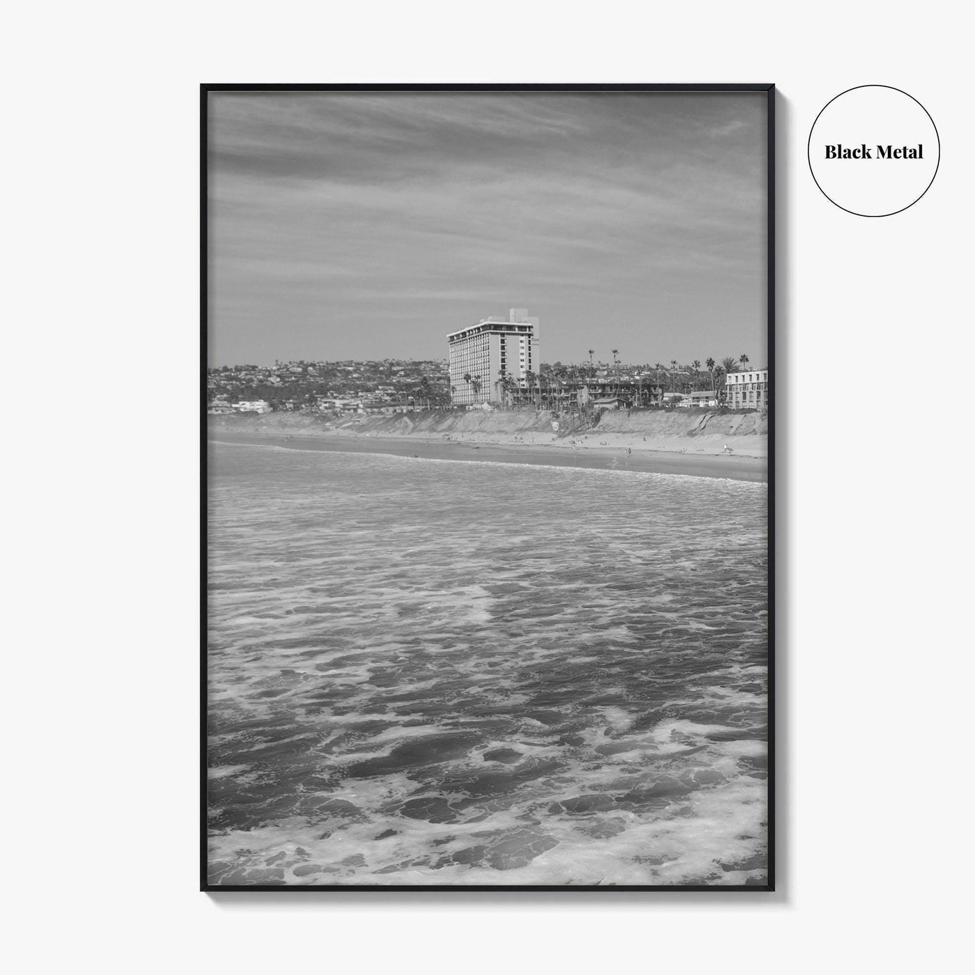 Pacific Beach Black and White Fine Art Photo Print, San Diego Pier California Poster