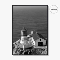 Point Reyes Lighthouse Black and White Fine Art Photo Print, California Coast Poster