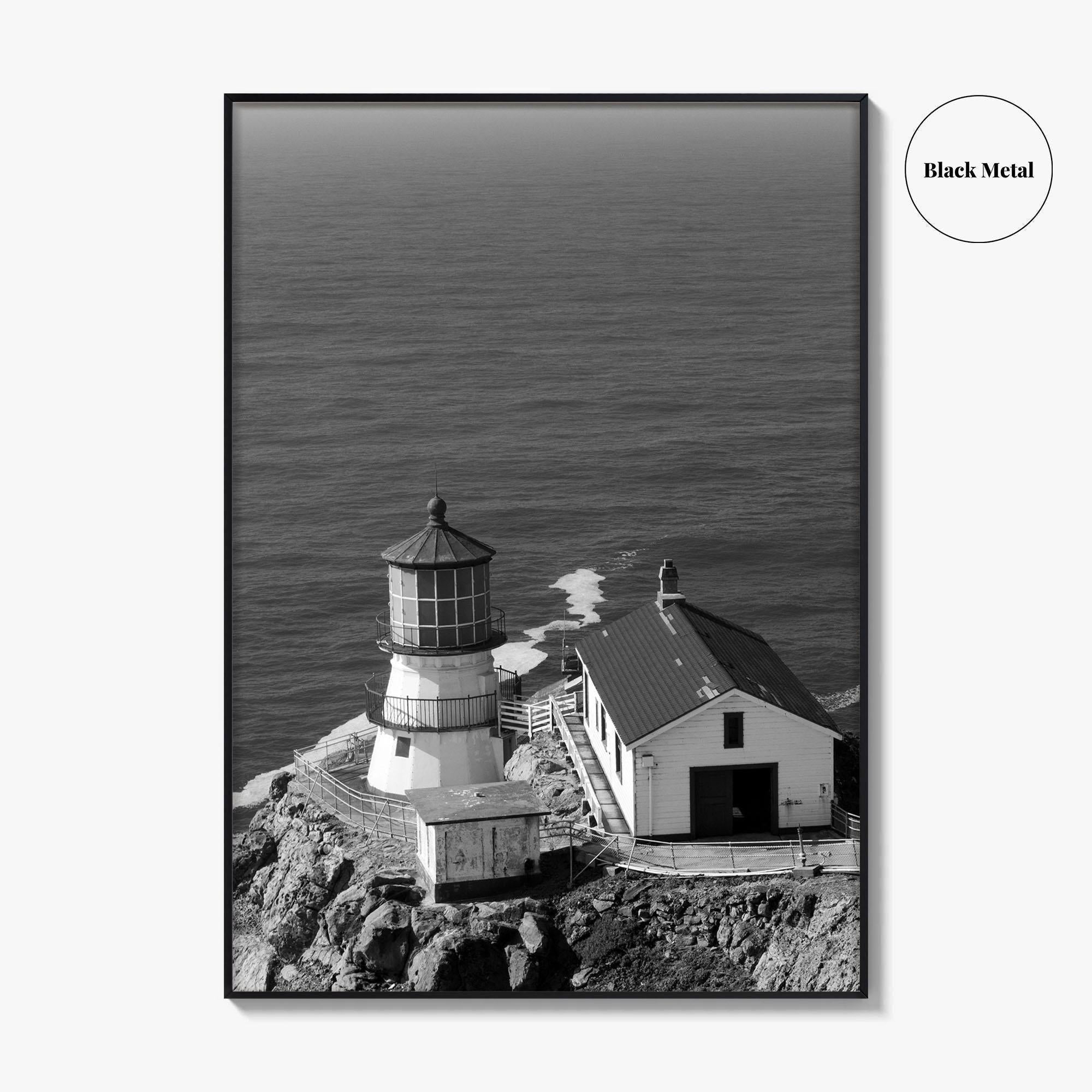 Point Reyes Lighthouse Black and White Fine Art Photo Print, California Coast Poster