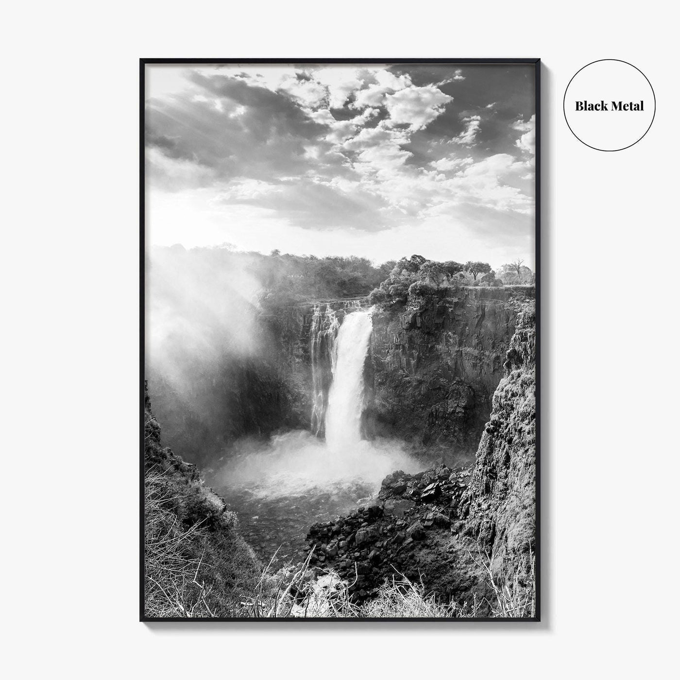 Victoria Falls Black and White Fine Art Photo Print, Zambezi River Zimbabwe Zambia Poster