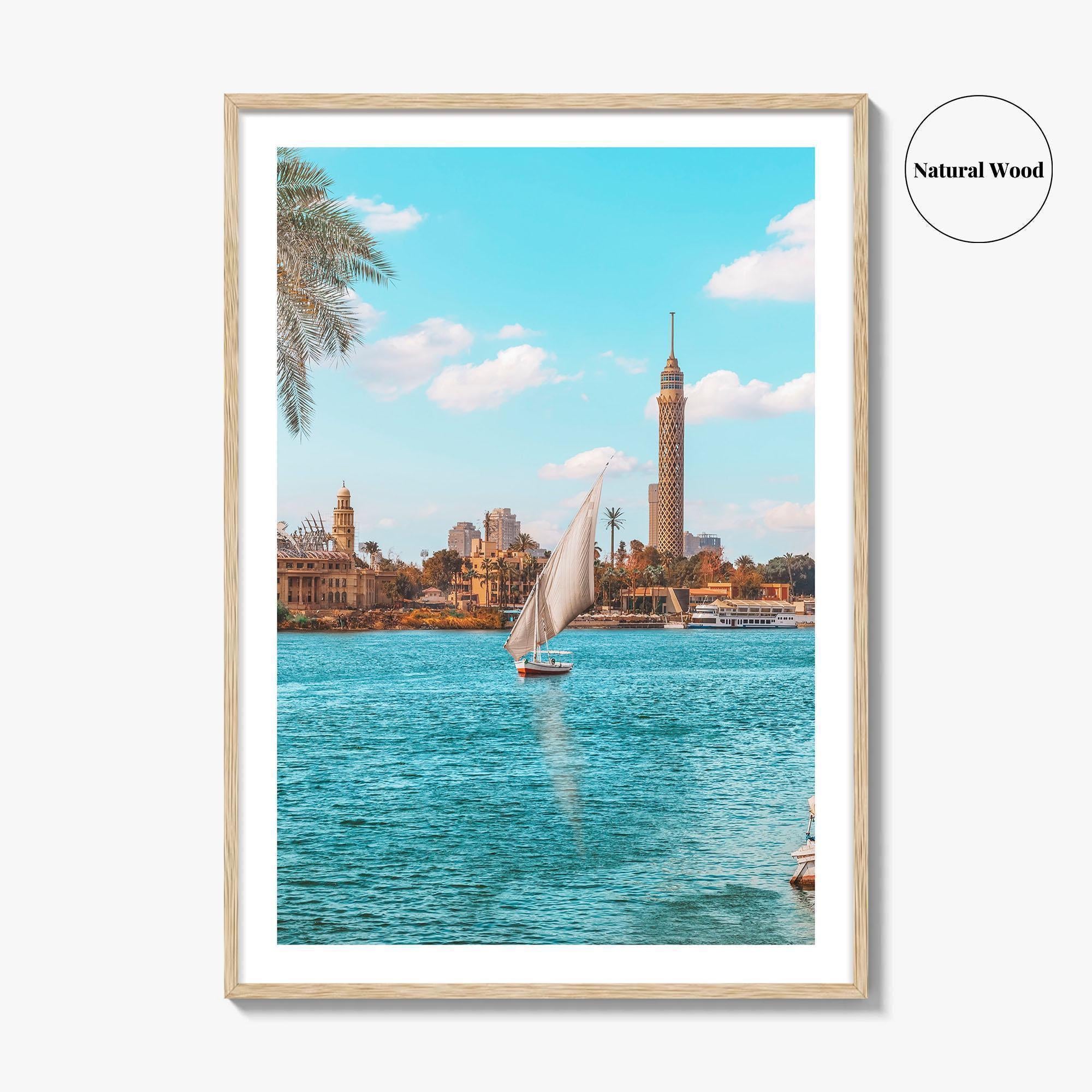 Cairo Fine Art Photo Print, Egypt Wall Decor Poster, Sailboats Pier View