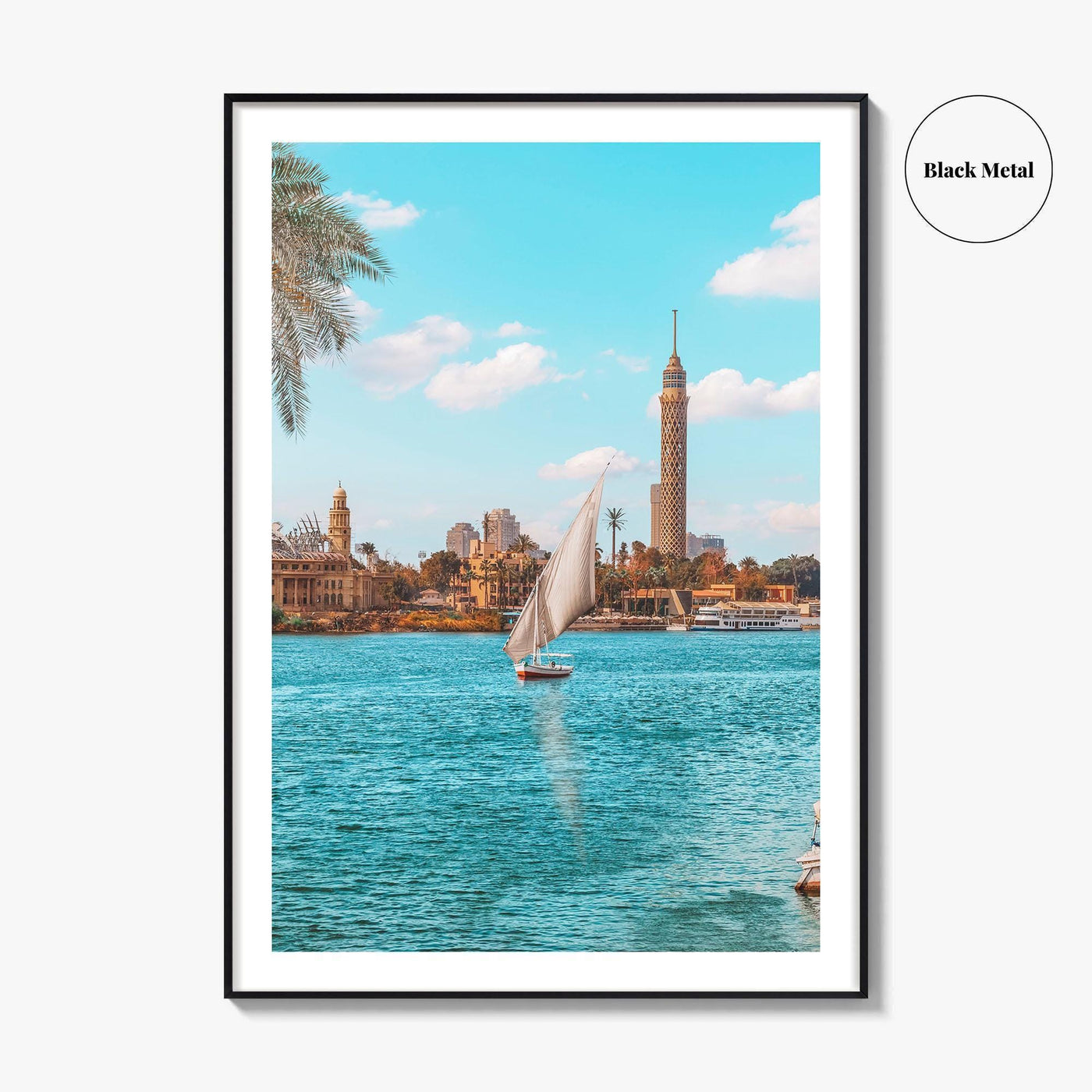 Cairo Fine Art Photo Print, Egypt Wall Decor Poster, Sailboats Pier View