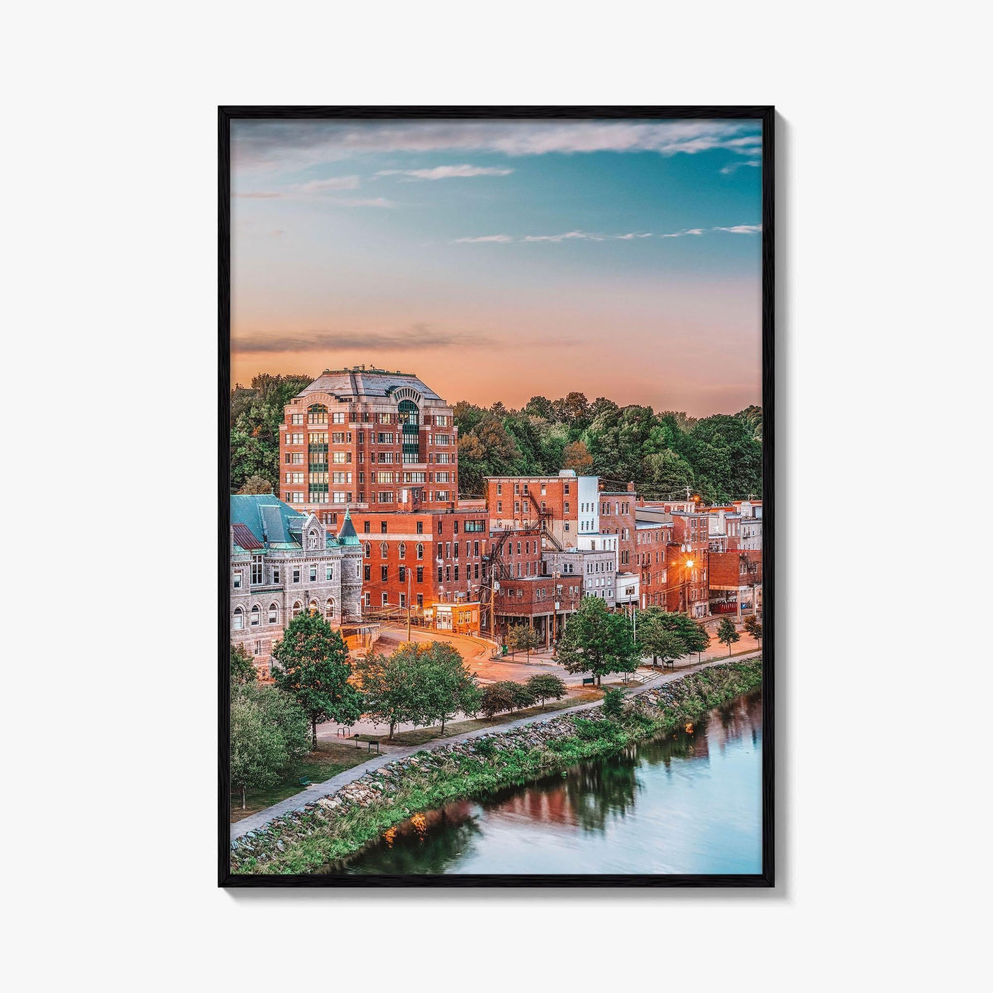 Augusta Skyline Fine Art Photo Print, Maine, Kennebec River, USA Wall Decor Poster