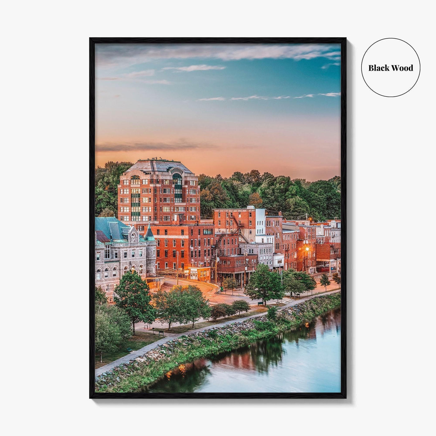 Augusta Skyline Fine Art Photo Print, Maine, Kennebec River, USA Wall Decor Poster