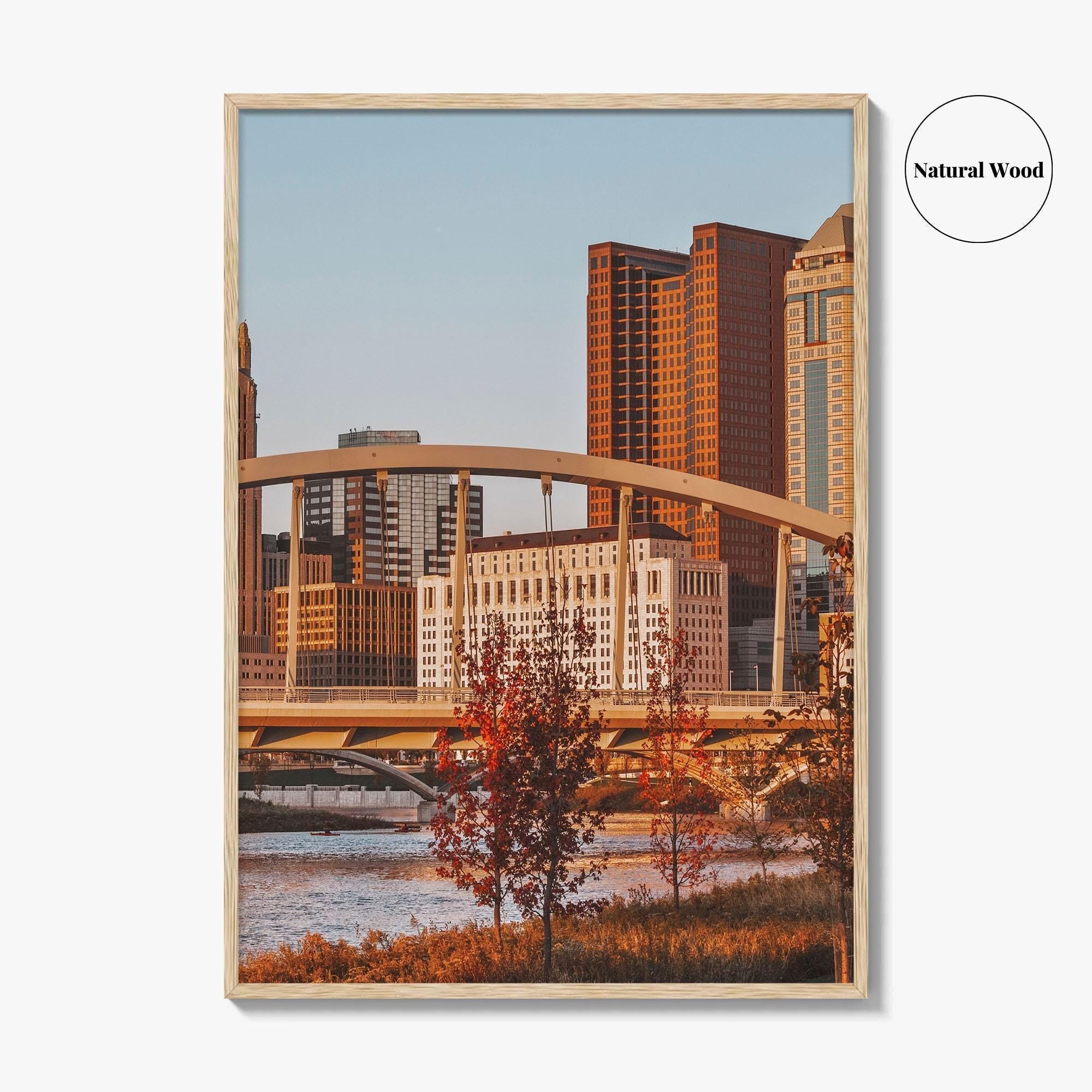 Columbus Ohio Skyline Fine Art Photo Print, Main Street Bridge, Wall Decor Poster, USA