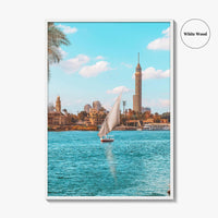 Cairo Fine Art Photo Print, Egypt Wall Decor Poster, Sailboats Pier View