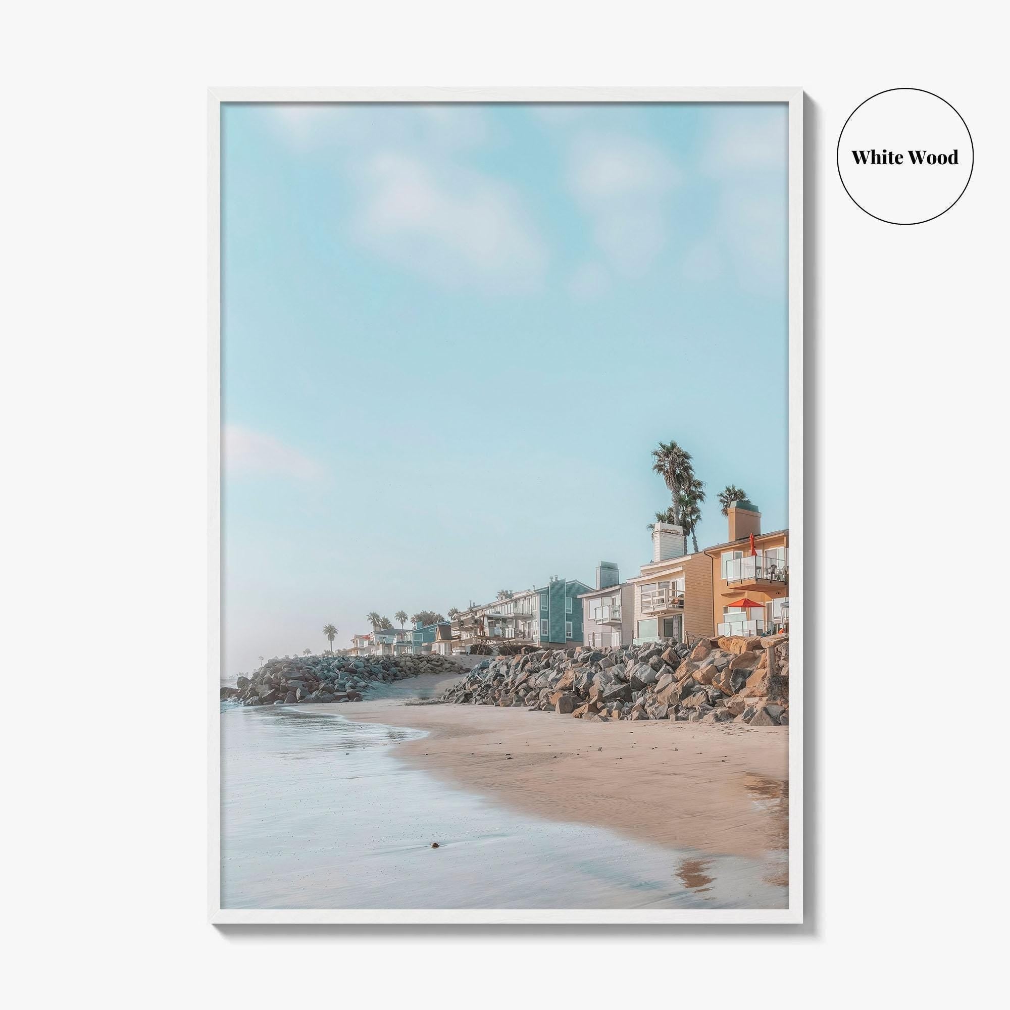 Carlsbad Fine Art Photo Print, California Beach Houses, Oceanfront Wall Poster USA