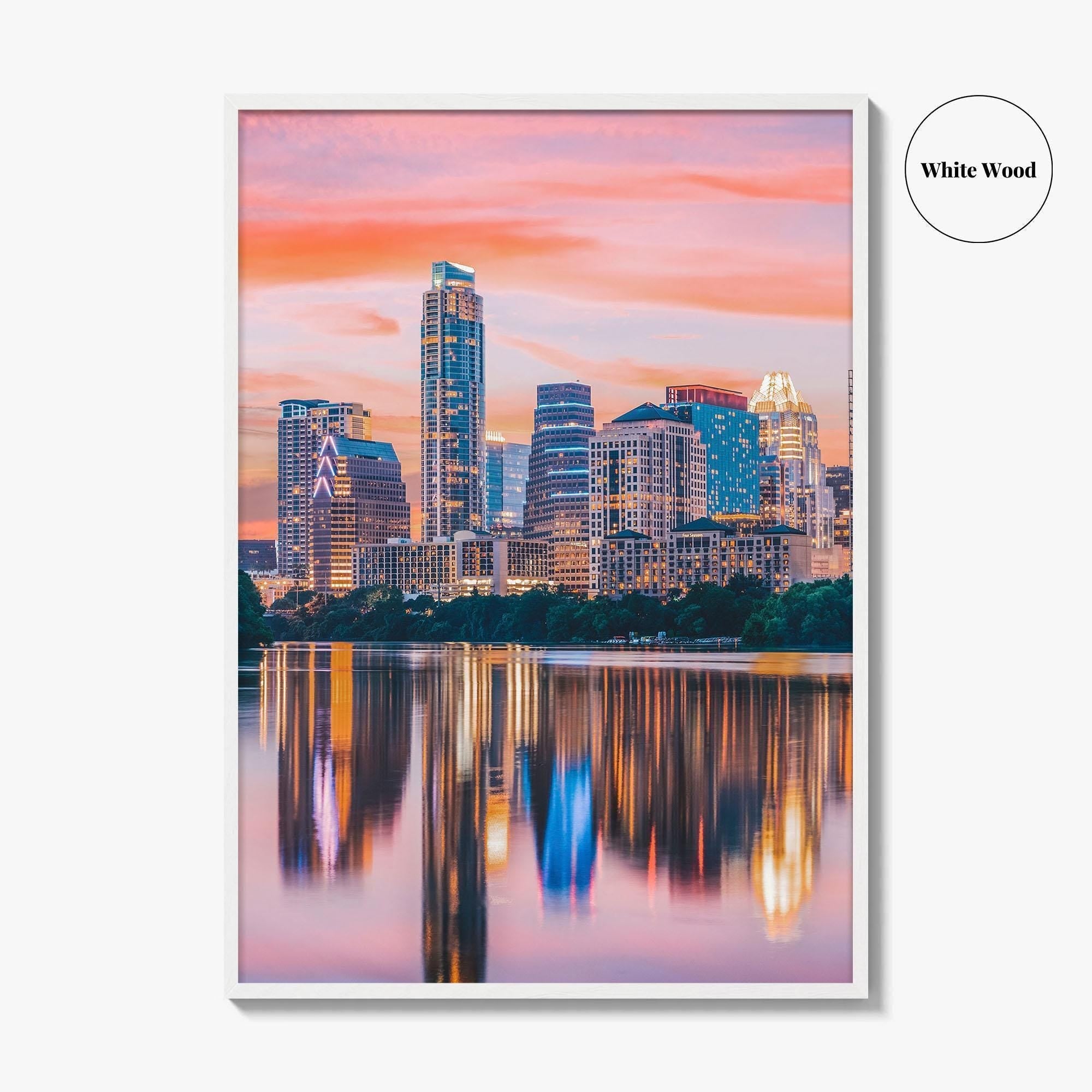 Austin Skyline Fine Art Photo Print, Colorado River, Texas, USA, Wall Decor