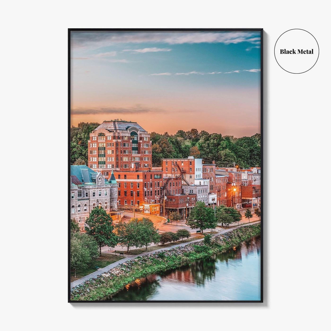 Augusta Skyline Fine Art Photo Print, Maine, Kennebec River, USA Wall Decor Poster