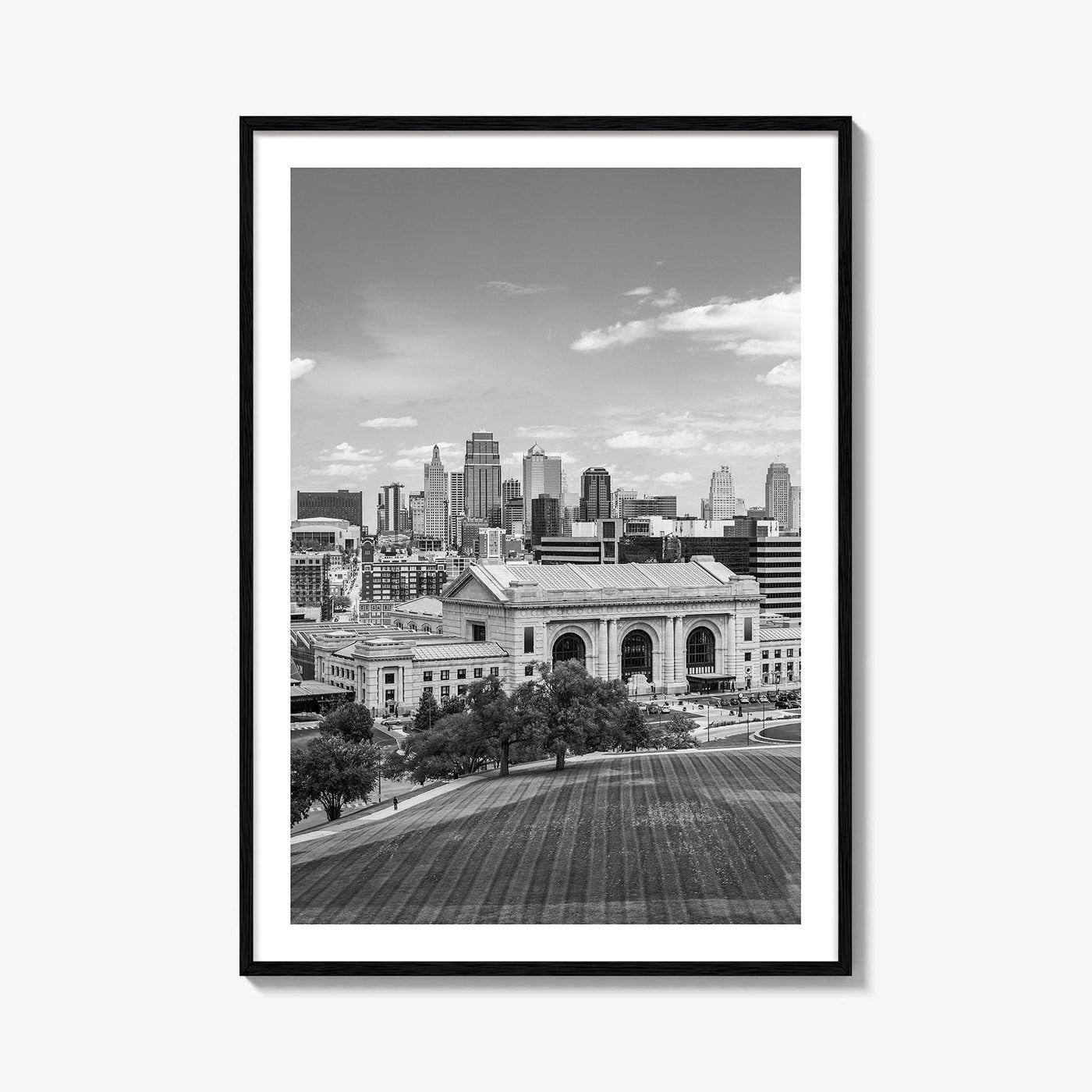 Kansas City Skyline Black and White Fine Art Photo Print, Missouri Union Station Poster