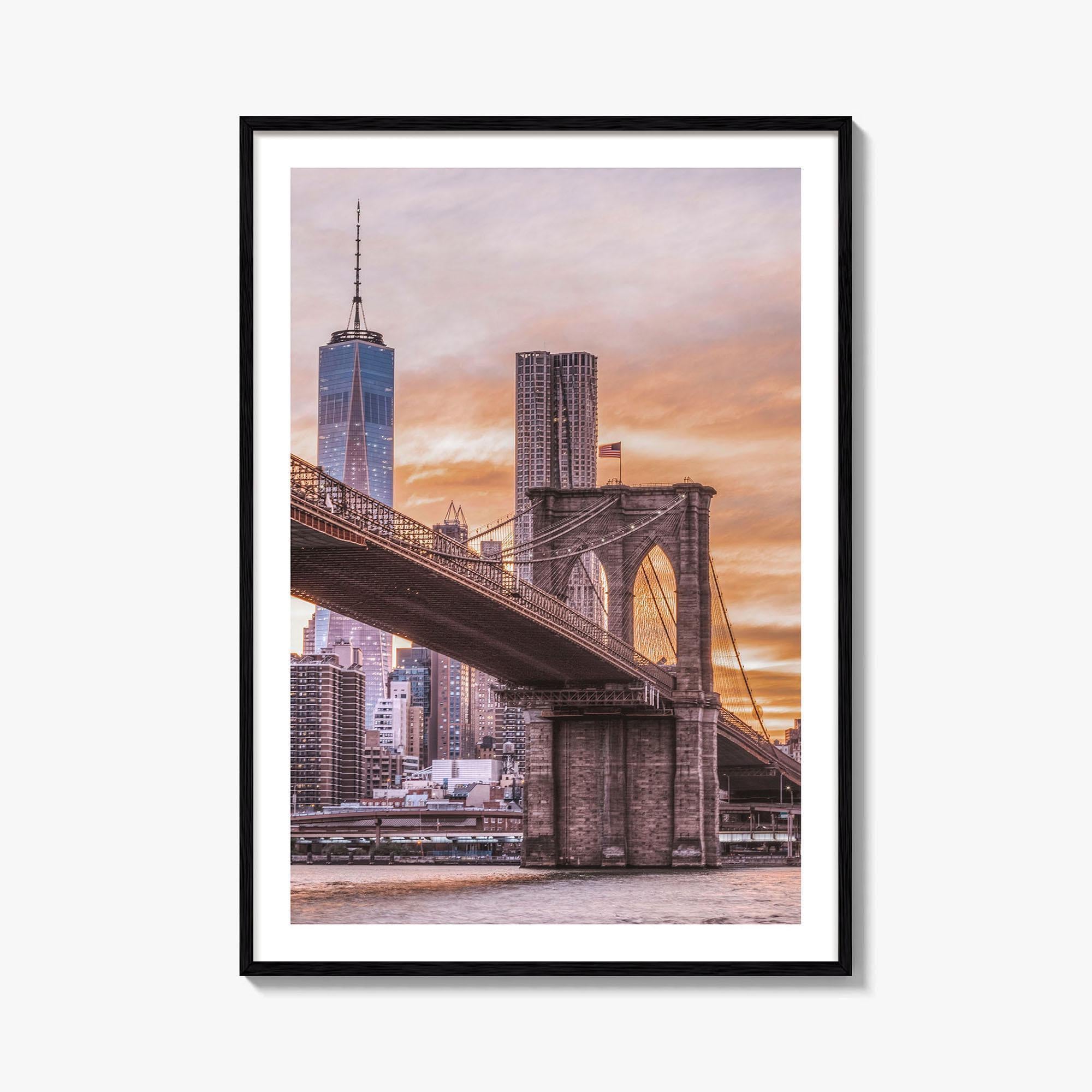 Brooklyn Bridge Skyline Fine Art Photo Print, NYC, World Trade Center, New York Poster