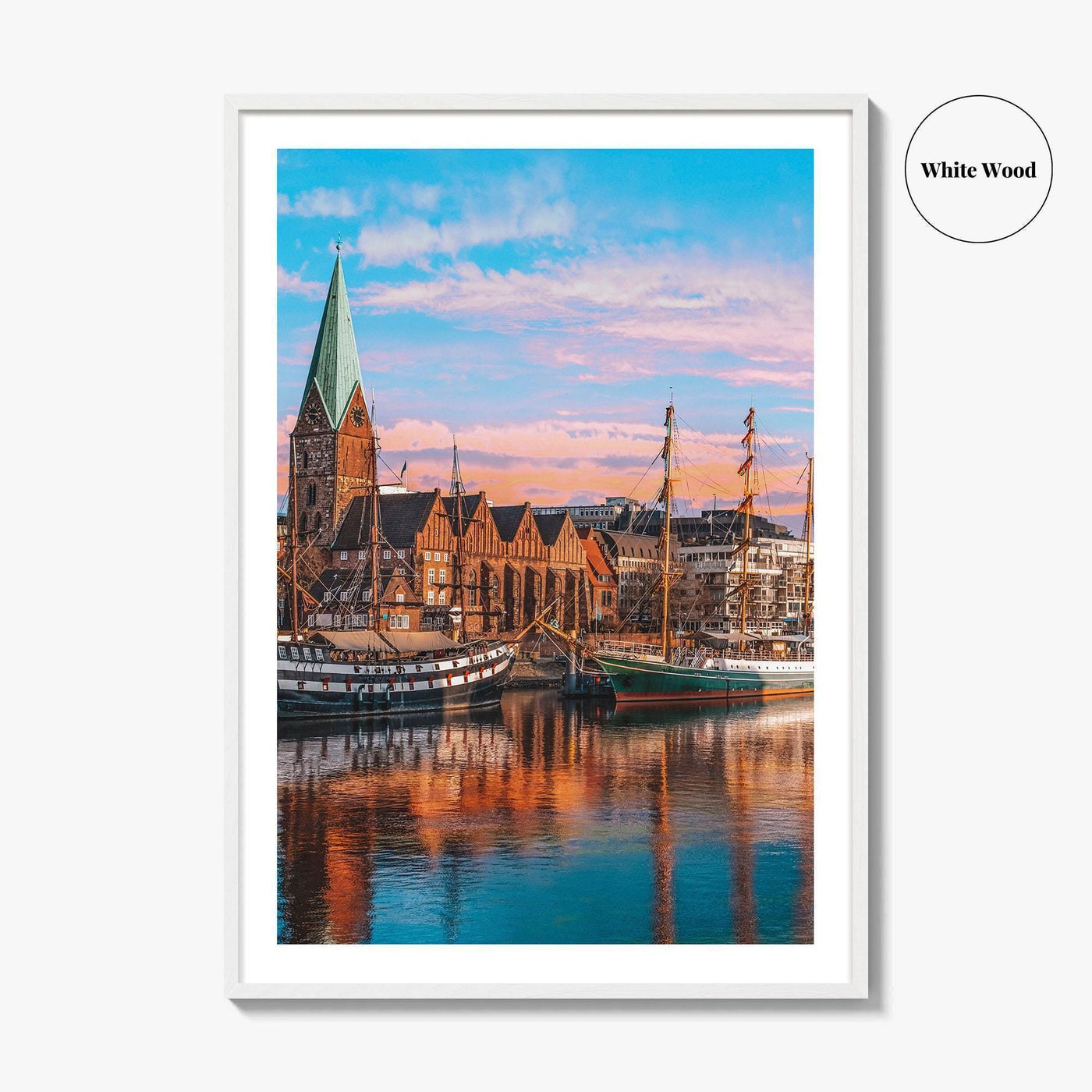 Bremen Fine Art Photo Print, Weser River, Schlachte Promenade, Tall Ships, Germany Poster