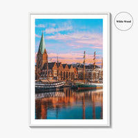 Bremen Fine Art Photo Print, Weser River, Schlachte Promenade, Tall Ships, Germany Poster