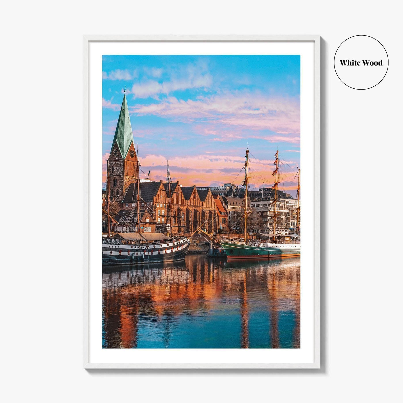 Bremen Fine Art Photo Print, Weser River, Schlachte Promenade, Tall Ships, Germany Poster