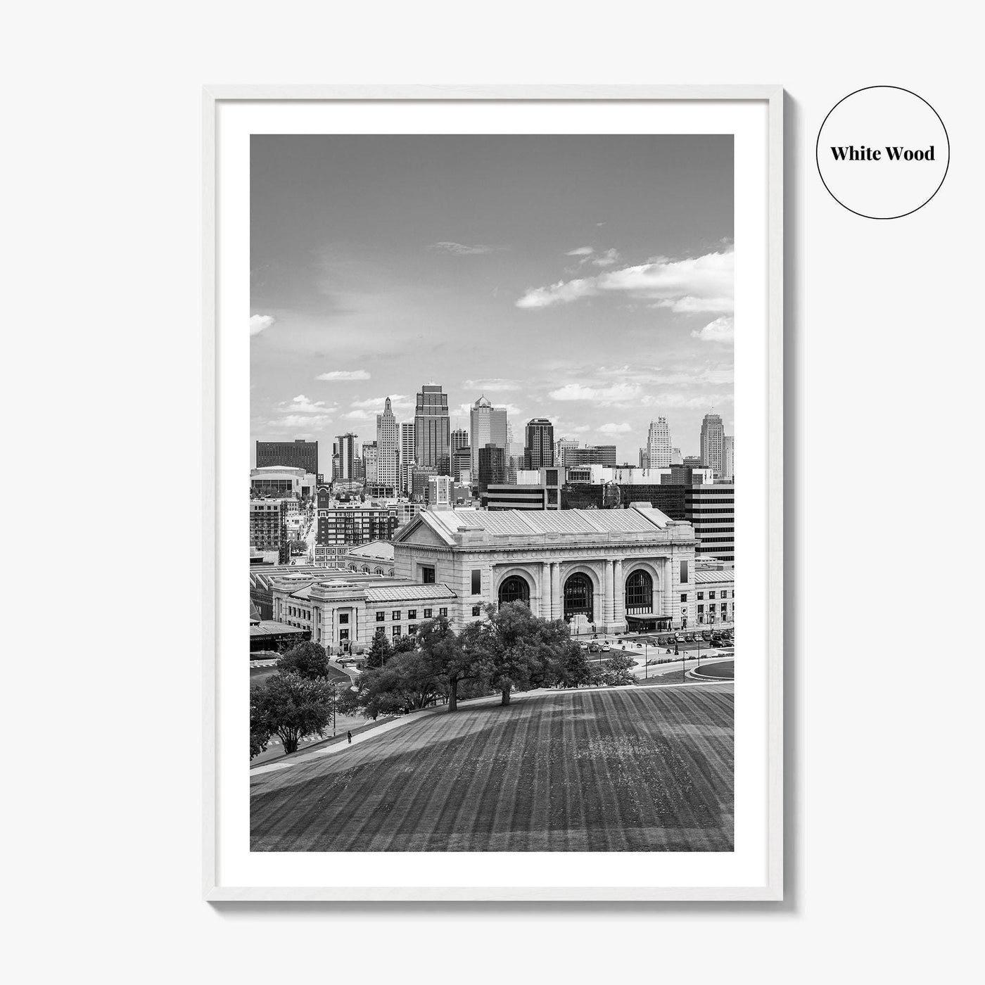 Kansas City Skyline Black and White Fine Art Photo Print, Missouri Union Station Poster