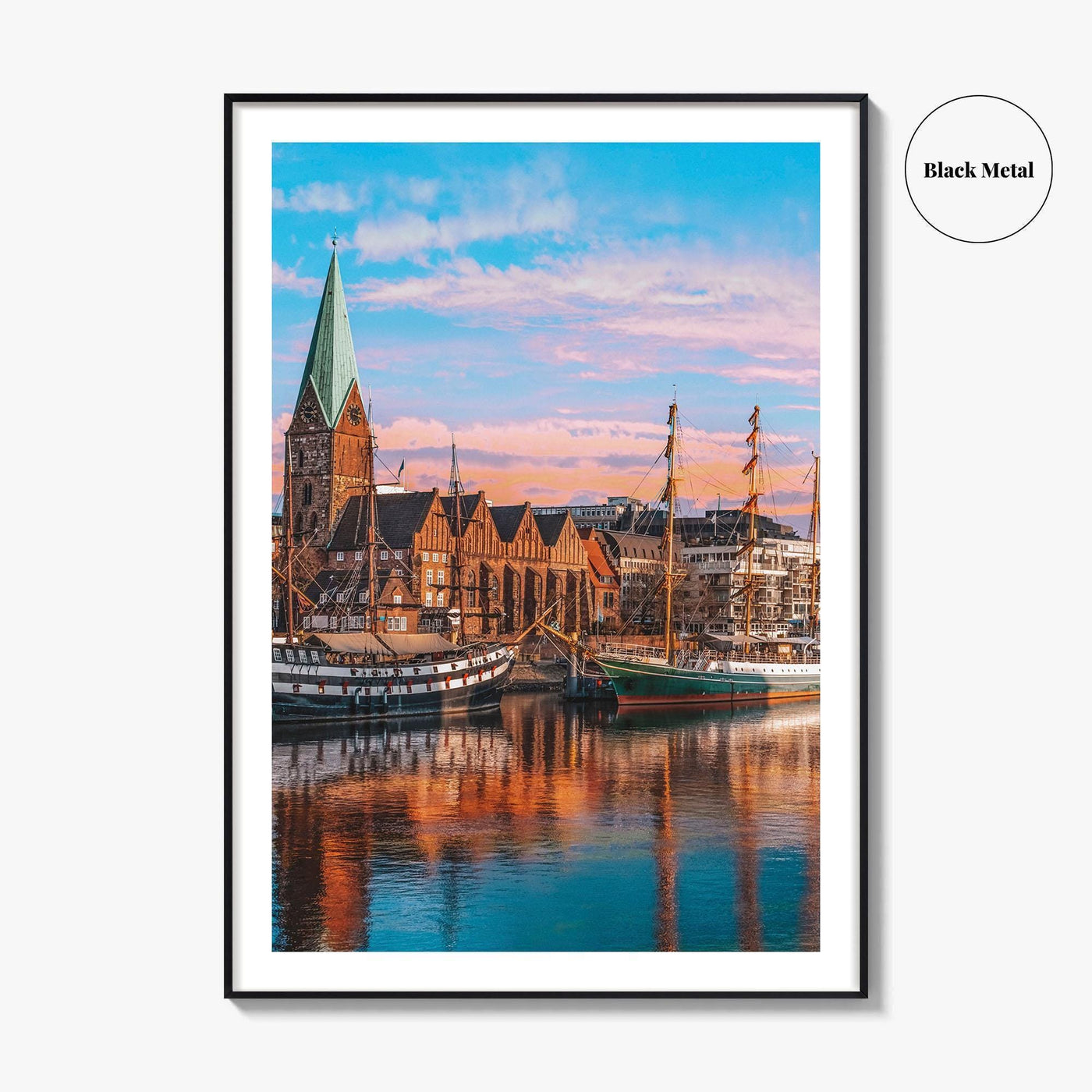 Bremen Fine Art Photo Print, Weser River, Schlachte Promenade, Tall Ships, Germany Poster