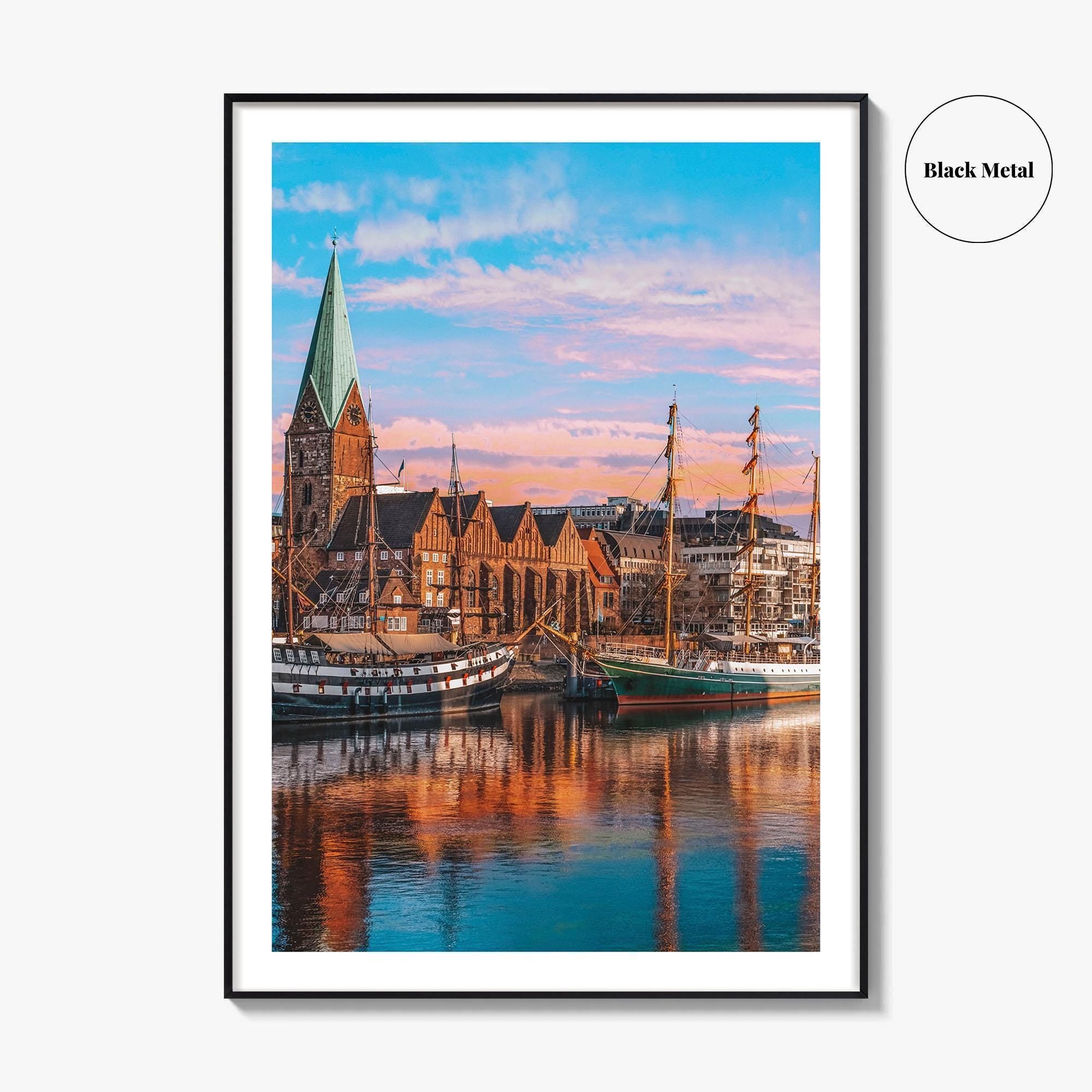 Bremen Fine Art Photo Print, Weser River, Schlachte Promenade, Tall Ships, Germany Poster