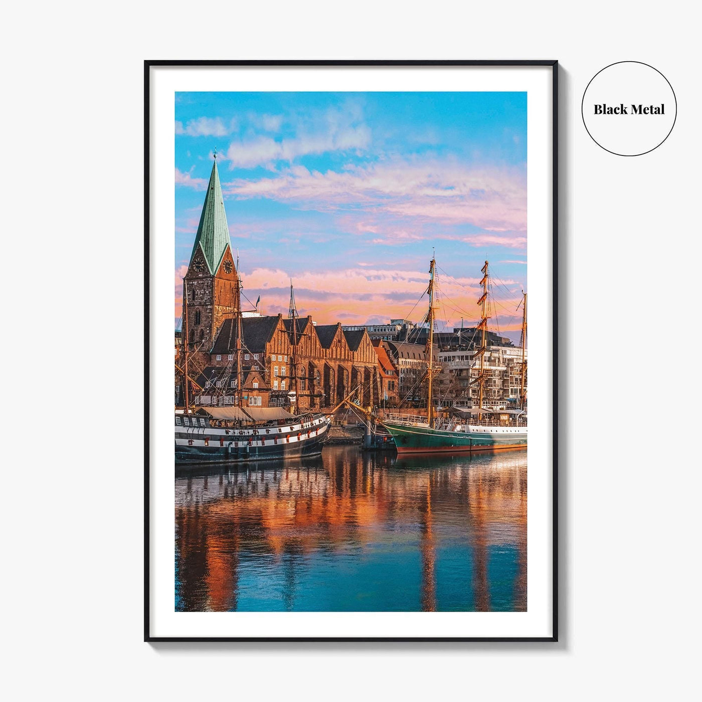 Bremen Fine Art Photo Print, Weser River, Schlachte Promenade, Tall Ships, Germany Poster