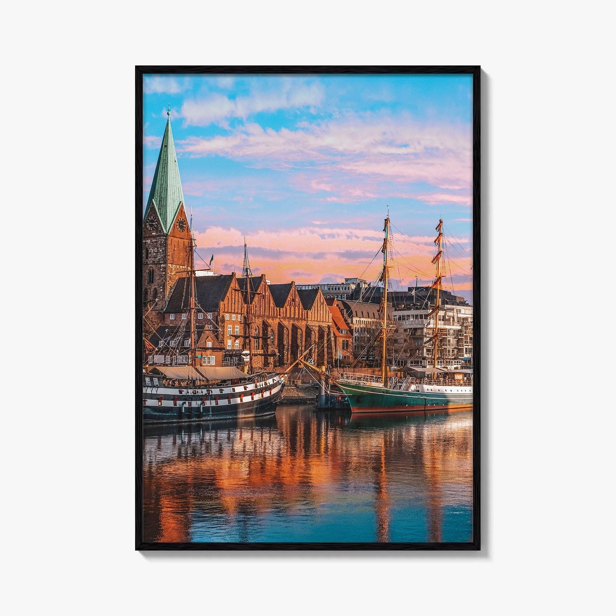 Bremen Fine Art Photo Print, Weser River, Schlachte Promenade, Tall Ships, Germany Poster